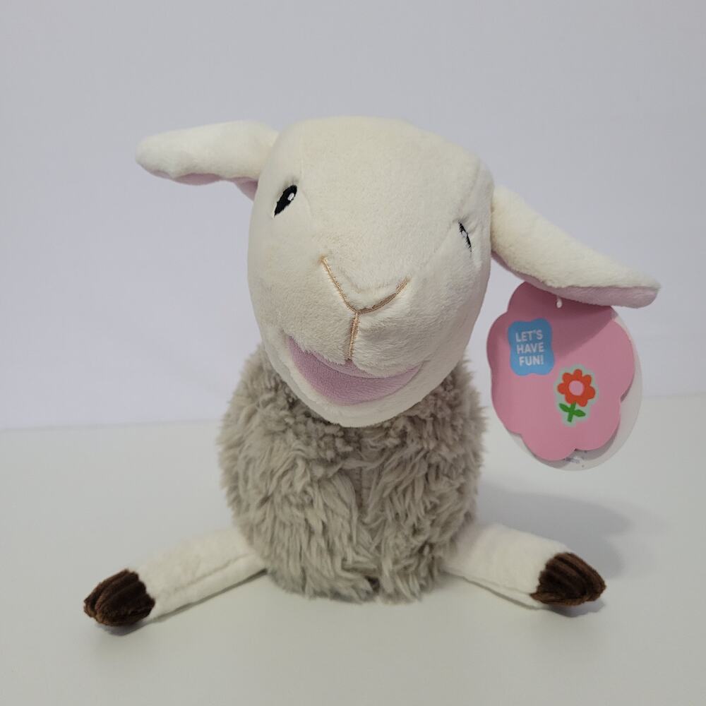 Giggle Scape Baby Lamb Sheep Plush Toy Stuffed Animal Target Soft Gray White New